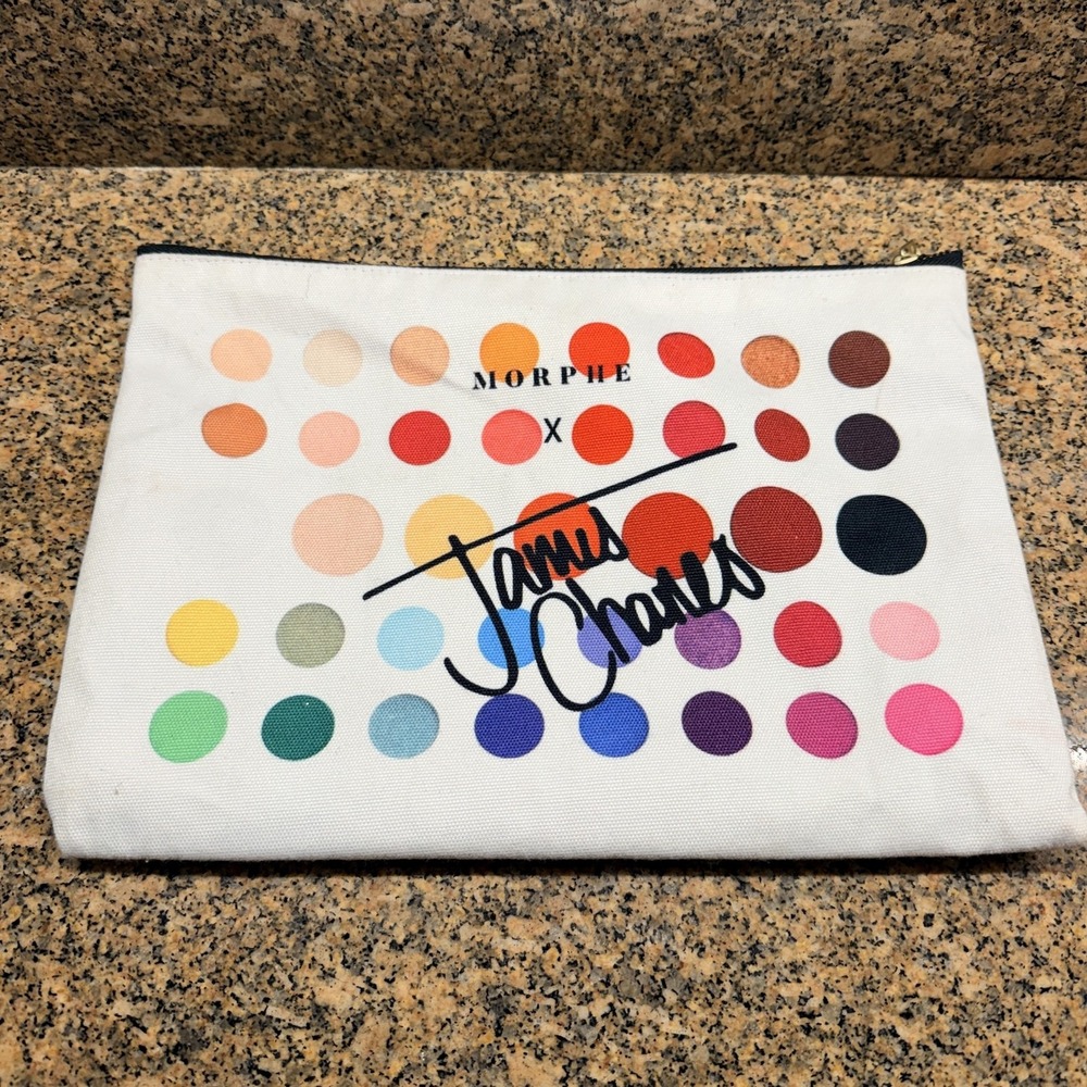 Morphe X James Charles Multicolor Dots Makeup Bag Travel Cosmetic Pouch Zip USA
